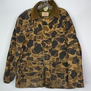 Vintage Saftbak Brown Duck Camo Hunting Jacket 70-80s XL